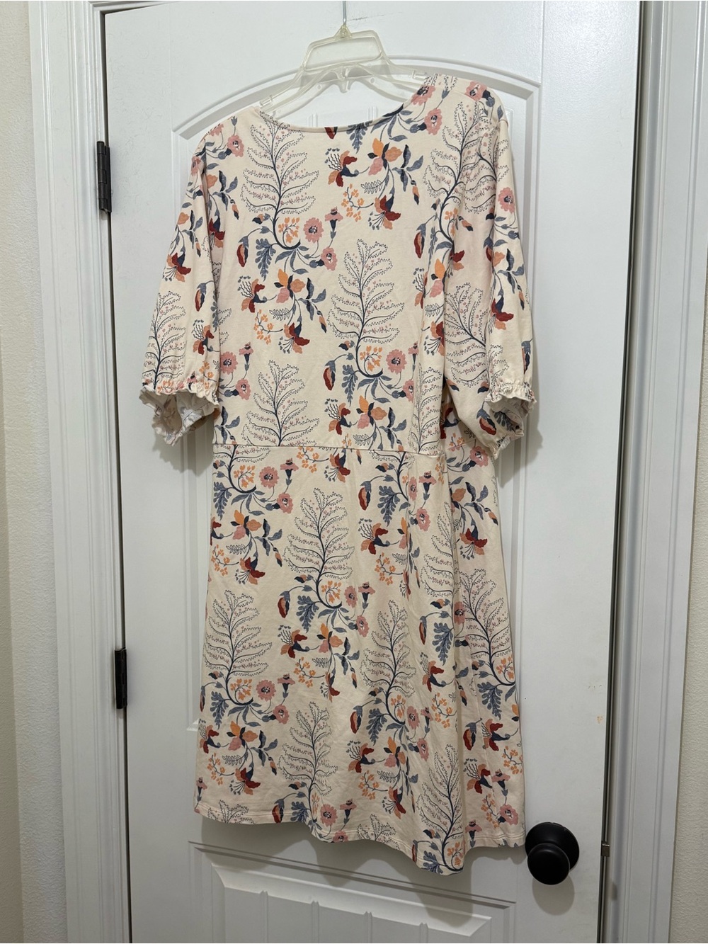 Spartina 449 Bevin Ivory Floral Short Sleeve Faux Wrap Dress - Womens XL - Picture 4 of 4